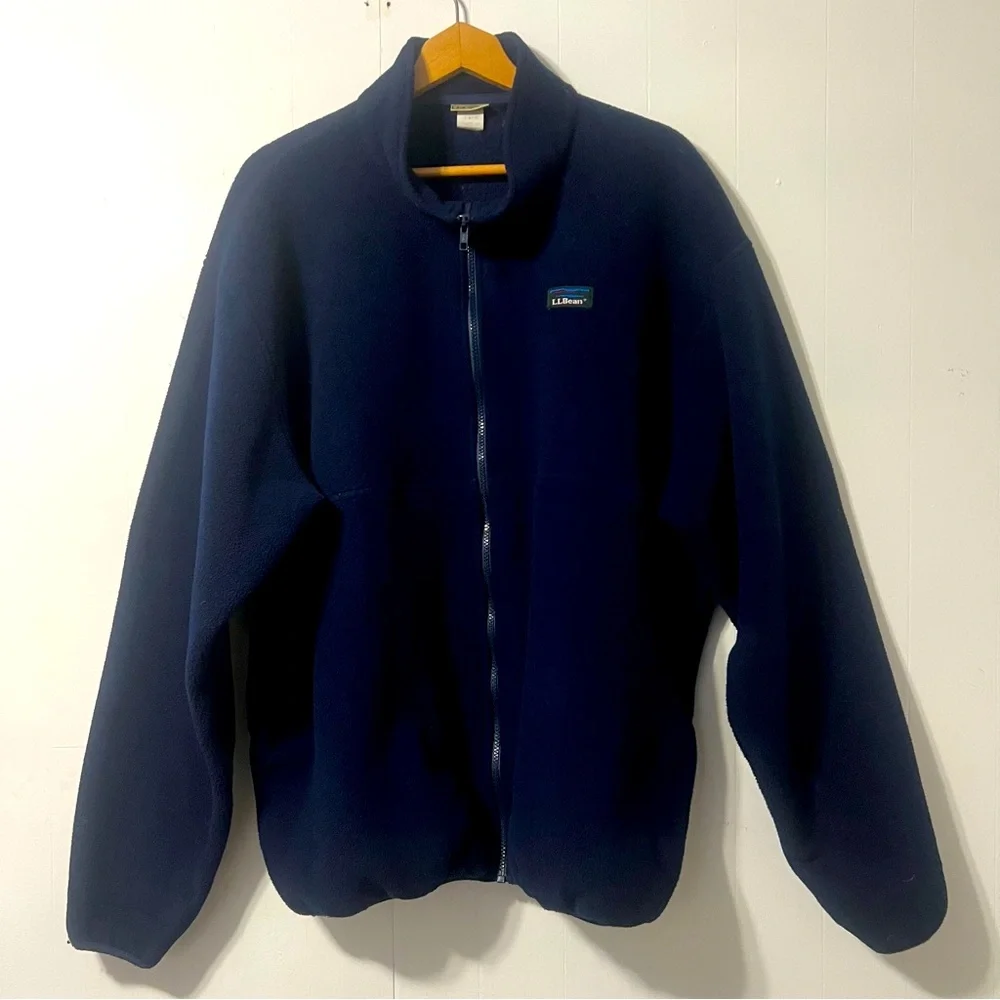 L.L. Bean Vintage 90’s Men's Deep Blue Zip-Up Fleece Jacket Size XL Tall